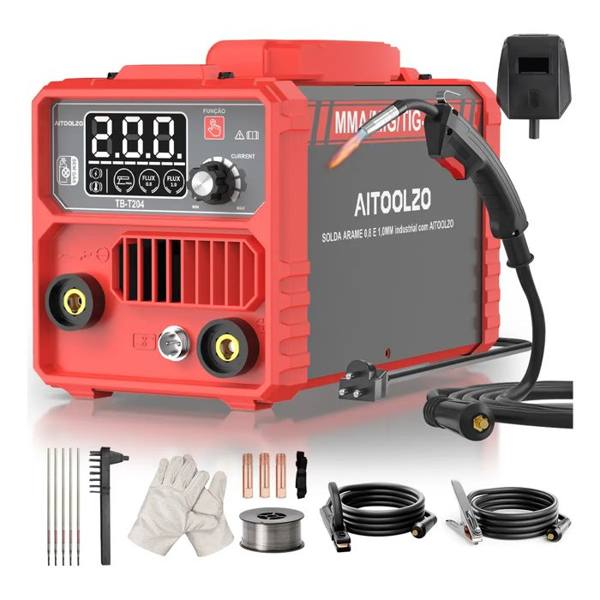 Aitoolzo Máquina de Solda Inversora 3 em 1 MIG TIG MMA 200A Sem Gás — foto do produto em fundo branco