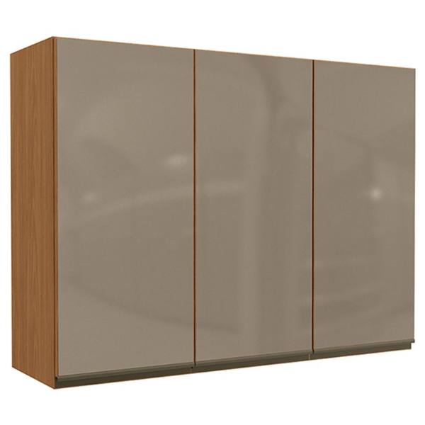 Armário Aéreo 3 Portas com Vidro 120cm MDP Maxxi Kappesberg — foto do produto em fundo branco