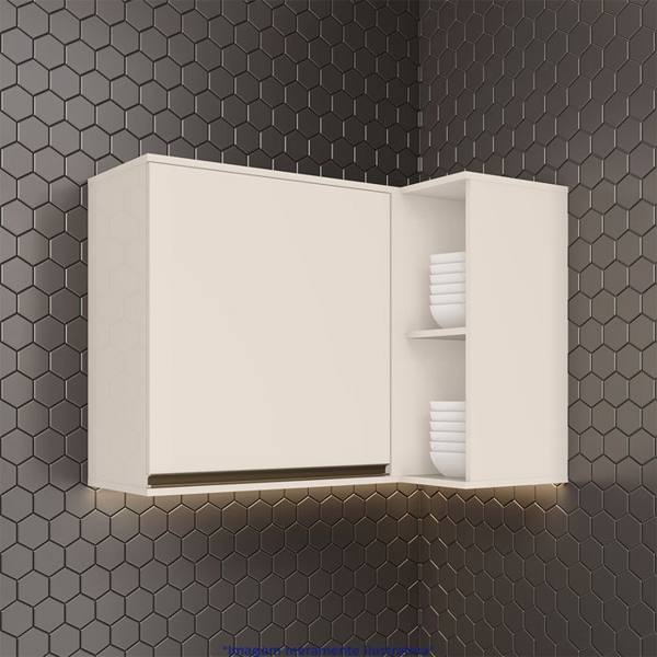 Armário Aéreo de Canto 1 Porta com Nichos em MDF Connect Henn — foto do produto em fundo branco