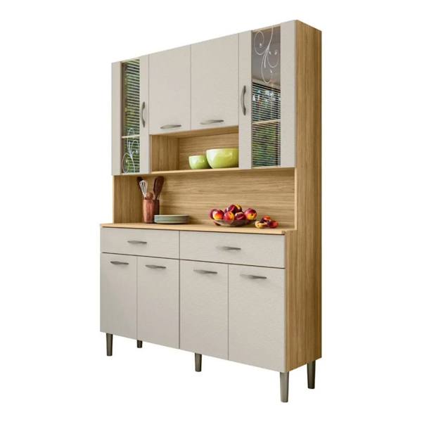 Armário De Cozinha 8 Portas 2 Gavetas Freijó/soft — foto do produto em fundo branco
