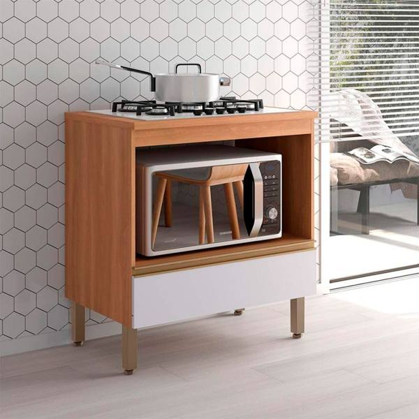 Balcão com Tampo 1 Gaveta 80cm Macadamia Telasul — foto do produto em fundo branco