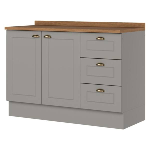 Balcão com Tampo 2 Portas 3 Gavetas 120cm Americana Henn — foto do produto em fundo branco