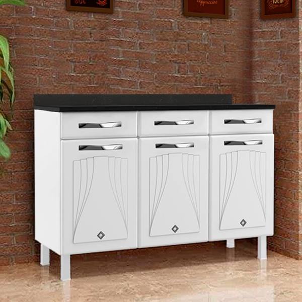 Balcão com Tampo 3 Portas 2 Gavetas 123cm Star Telasul — foto do produto em fundo branco