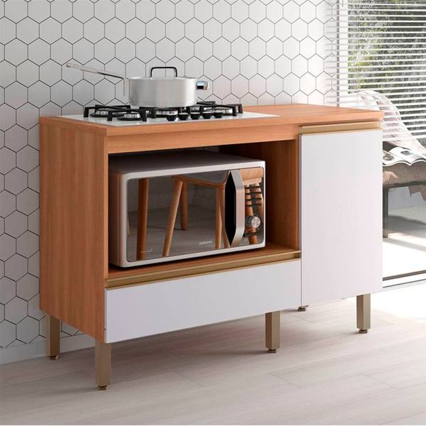 Balcão para Cooktop 1 Porta 1 Gaveta Macadamia Telasul — foto do produto em fundo branco
