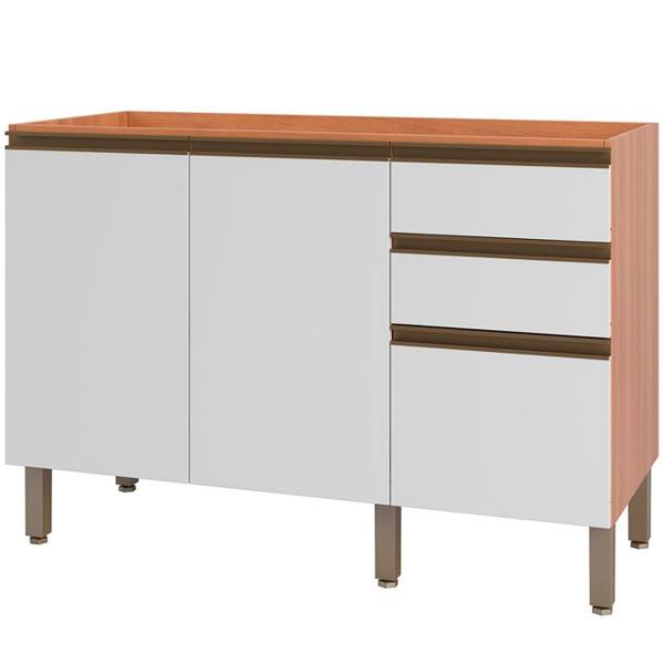 Balcão sem Tampo 2 Portas 3 Gavetas 120cm Macadâmia Telasul — foto do produto em fundo branco
