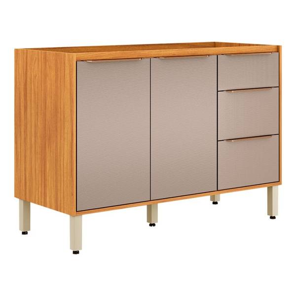 Balcão sem Tampo 2 Portas 3 Gavetas 120cm Plena Demóbile — foto do produto em fundo branco