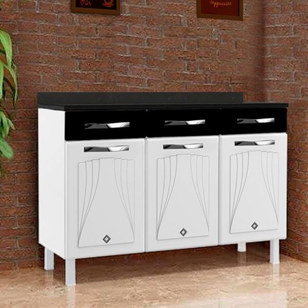 Balcão sem Tampo 3 Portas 2 Gavetas 120cm Star Telasul em Aço — foto do produto em fundo branco