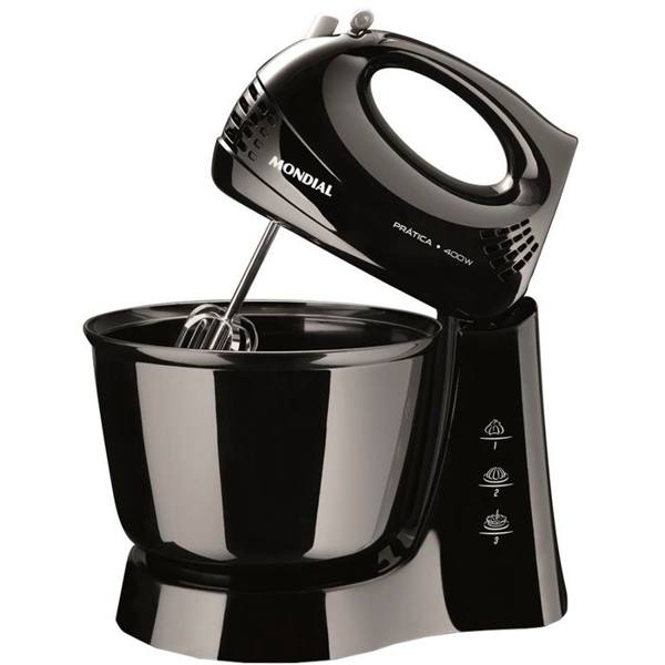 Batedeira Portátil Mondial Prática B-44B 3 Velocidades 400W Tigela 3,6L — foto do produto em fundo branco