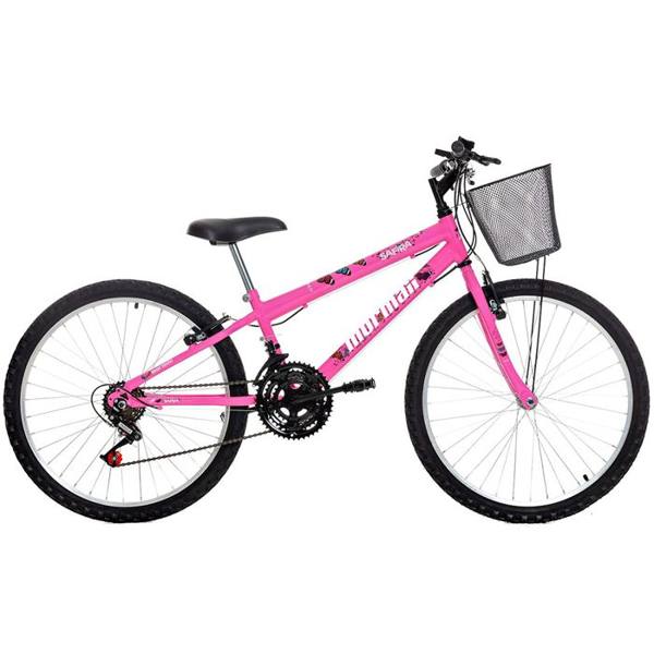 Bicicleta Aro 24 Mormaii Safira 18 Marchas Freio V-Brake Cesta — foto do produto em fundo branco