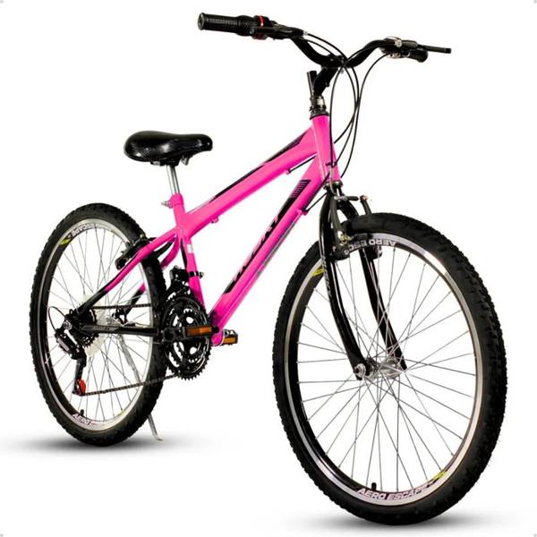 Bicicleta Infanto Juvenil Aro 24 Feminina 18v Volt Menina Rosa Husky — foto do produto em fundo branco