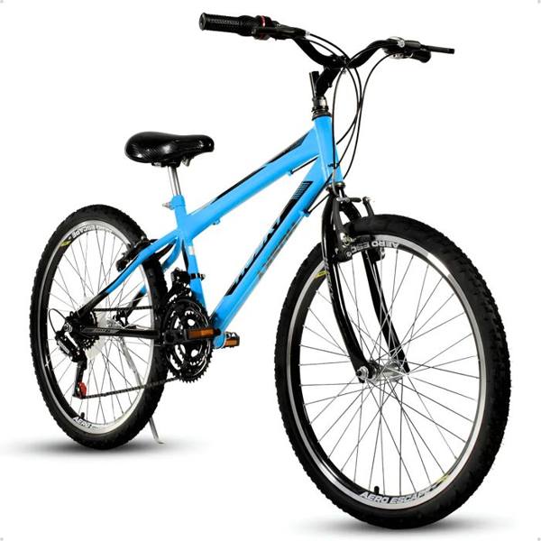 Bicicleta Infanto Juvenil Aro 24 Maculina 18v Volt Menino Azul Husky — foto do produto em fundo branco