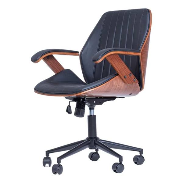 Cadeira Escritório Diretor Ergonômica Couro Saragoça - Preto — foto do produto em fundo branco
