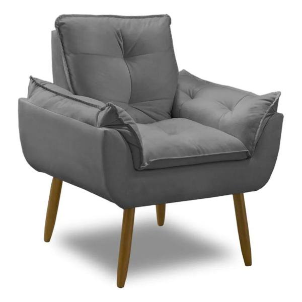 Cadeira Poltrona Decorativa Opala Suede Para Sala Arapongas Luxo — foto do produto em fundo branco