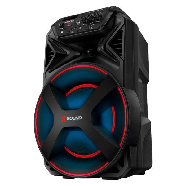 Caixa de Som Amplificada Mondial XSound CM-300-N 300W Bluetooth RGB — foto do produto em fundo branco