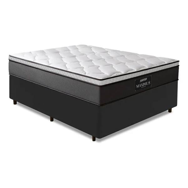 Cama Box Casal Gazin Maximus Molas Ensacadas Cinza — foto do produto em fundo branco