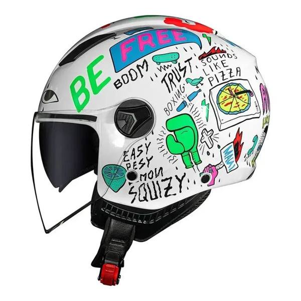 Capacete No Risk Orion Sv Free Branco/laranja — foto do produto em fundo branco