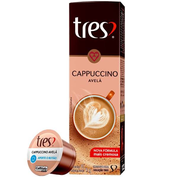 Cápsula de Café Três Corações Capuccino Avelã 10 Unidades — foto do produto em fundo branco