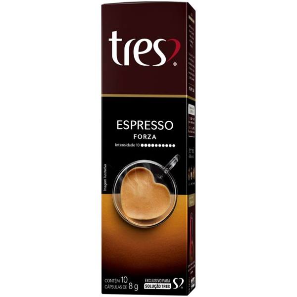 Cápsula de Café Três Corações Espresso Forza 10 Unidades Intensidade 10 — foto do produto em fundo branco