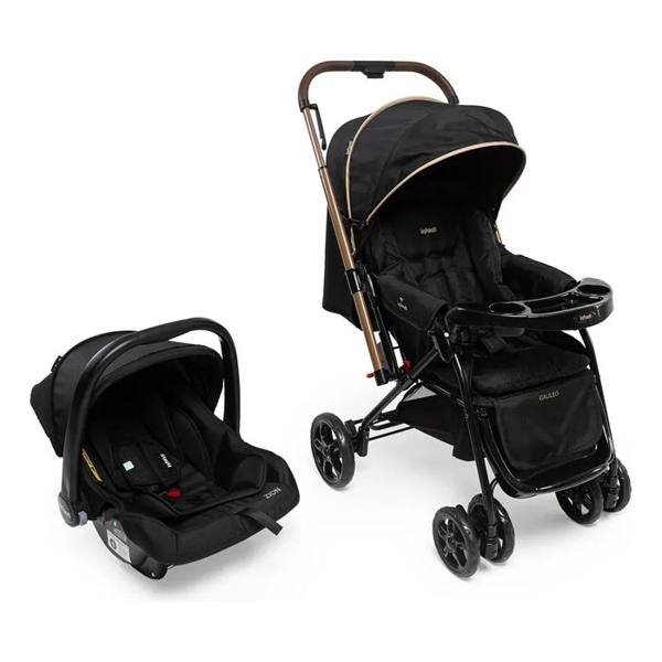 Carrinho De Bebê De Paseio Travel System Infanti Galileo Travel System Preto Mocca — foto do produto em fundo branco