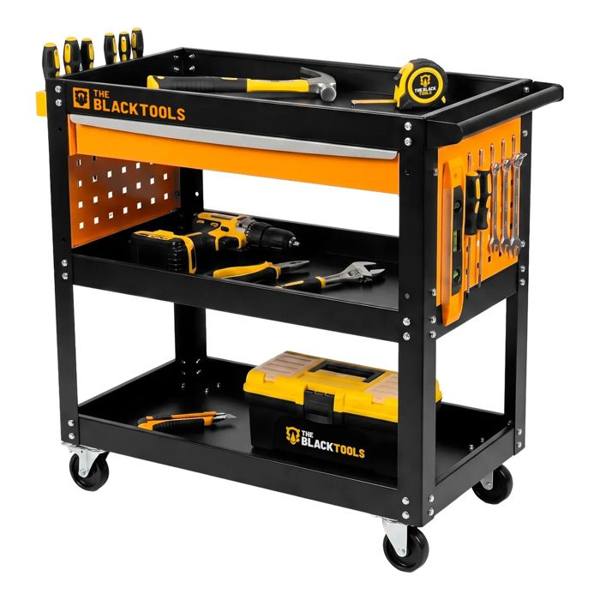 Carrinho Ferramentas Para 400kg Oficina Mecânico Organizador Preto/laranja The Black Tools — foto do produto em fundo branco