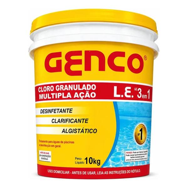 Cloro Genco Multiação 3 Em 1 Granulado 10kg — foto do produto em fundo branco