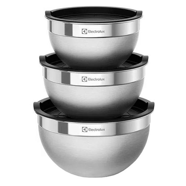 Conjunto de Bowls Inox 3 Peças com Tampa Electrolux — foto do produto em fundo branco
