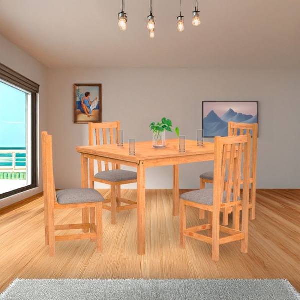 Conjunto de Mesa 4 Cadeiras 100% Madeira Maciça Itália Meneghetti — foto do produto em fundo branco