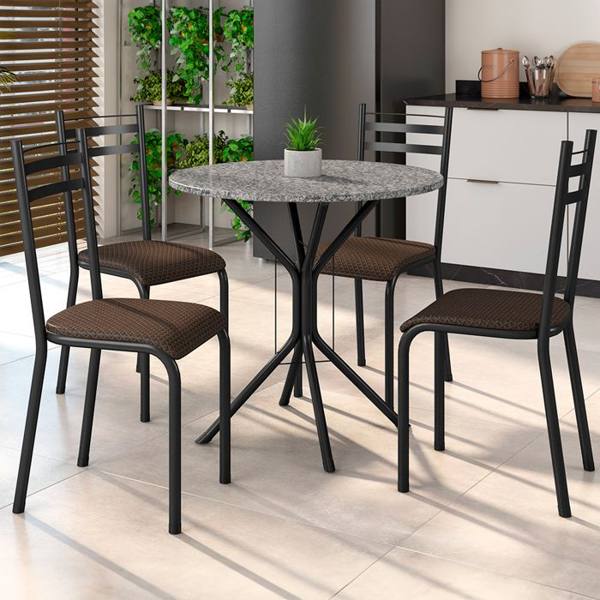 Conjunto de Mesa 4 Cadeiras Tampo Granito Lyon Fabone — foto do produto em fundo branco