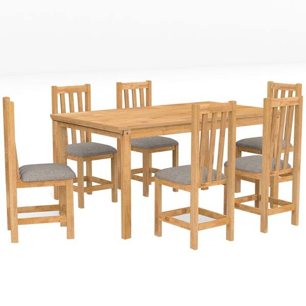 Conjunto de Mesa 6 Cadeiras Tampo Madeira Itália Rústica Meneghetti — foto do produto em fundo branco