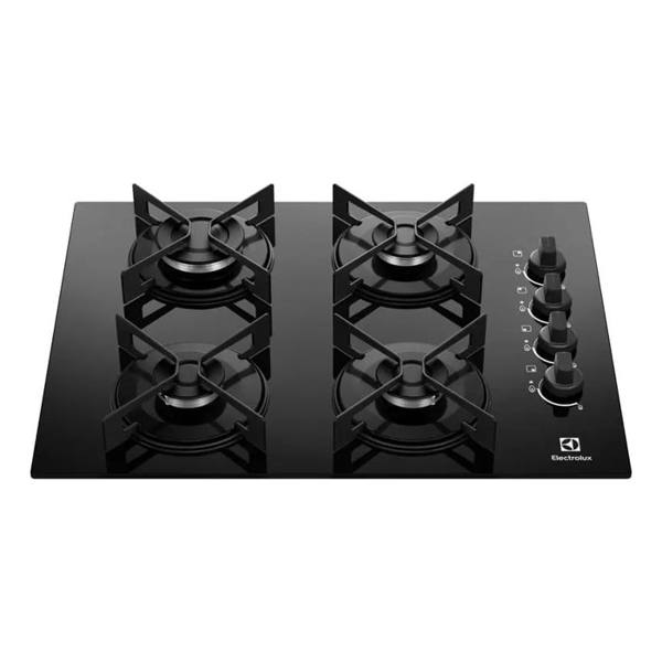 Cooktop 4 Bocas a Gás Electrolux Mesa de Vidro Efficient Grade de Aço Fosco — foto do produto em fundo branco