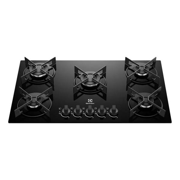 Cooktop 5 Bocas a Gás Electrolux Mesa de Vidro Efficient Grade de Aço Fosco — foto do produto em fundo branco