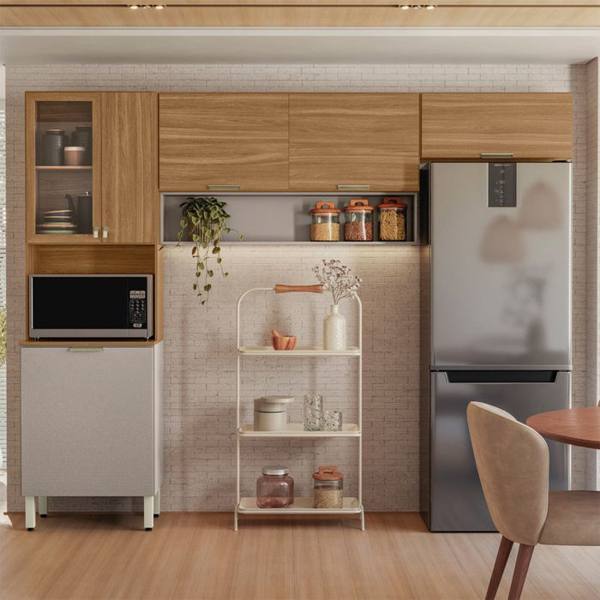 Cozinha Compacta 6 Portas 1 Nicho em MDP Alba Demóbile — foto do produto em fundo branco