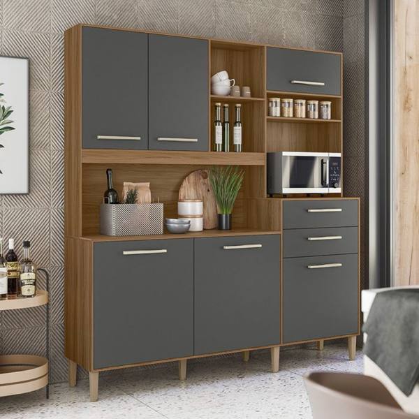 Cozinha Compacta 6 Portas 2 Gavetas MDP com Tampo Salsa Nicioli — foto do produto em fundo branco