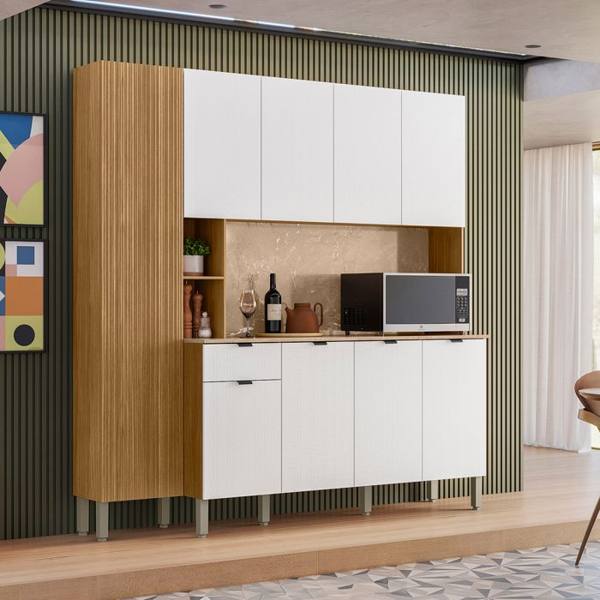 Cozinha Compacta 9 Portas 1 Gaveta MDP Pulse Kits Paraná — foto do produto em fundo branco