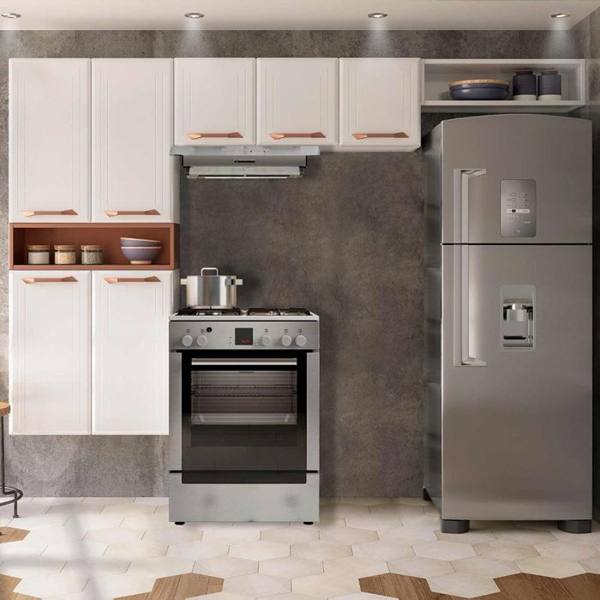 Cozinha Modulada 3 Peças 7 Portas 2 Prateleiras Manu Telasul — foto do produto em fundo branco