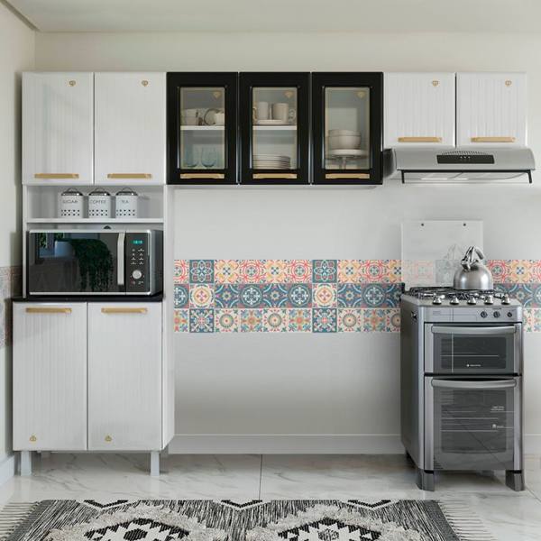 Cozinha Modulada 3 Peças 9 Portas Aço Diamante Telasul — foto do produto em fundo branco