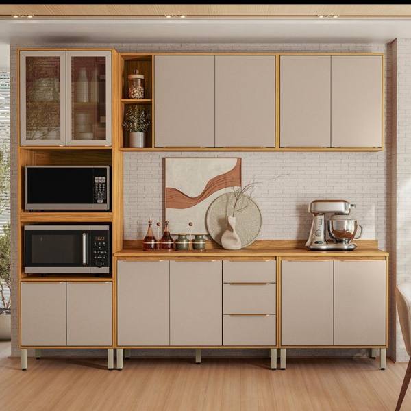 Cozinha Modulada 5 Peças 12 Portas 3 Gavetas Plena Demóbile — foto do produto em fundo branco