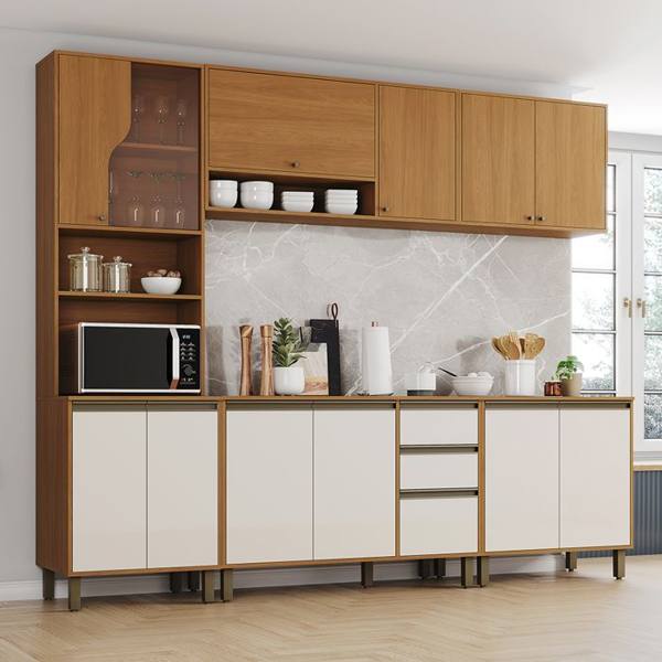 Cozinha Modulada 5 Peças 12 Portas 3 Gavetas Venaly Henn — foto do produto em fundo branco