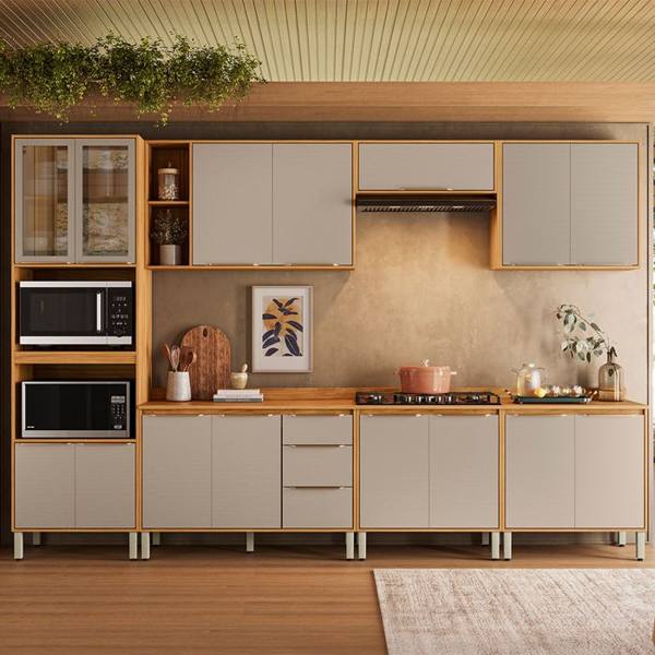 Cozinha Modulada 7 Peças 15 Portas 3 Gavetas Plena Demóbile — foto do produto em fundo branco