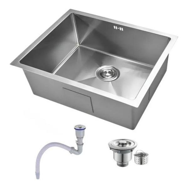 Cuba Inox Escovado Quadrada 50x40 Gourmet Com Acessórios — foto do produto em fundo branco