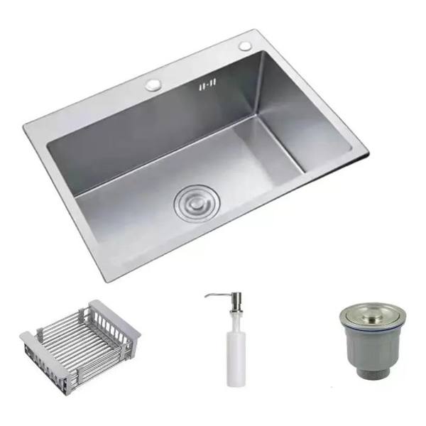 Cuba Pia Cozinha Gourmet Quadrada 60x45 Aço Inox 304 Premium Escovada — foto do produto em fundo branco