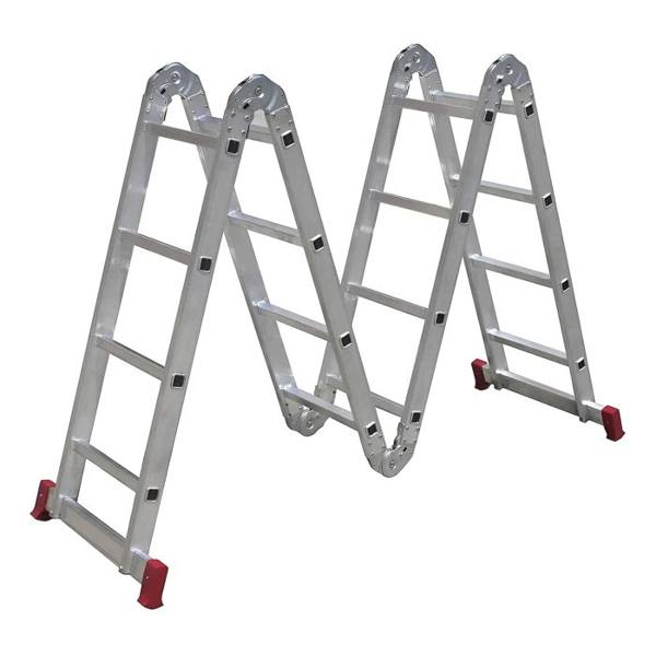 Escada Multifuncional de Alumínio 4x4 com 16 Degraus Dobrável — foto do produto em fundo branco