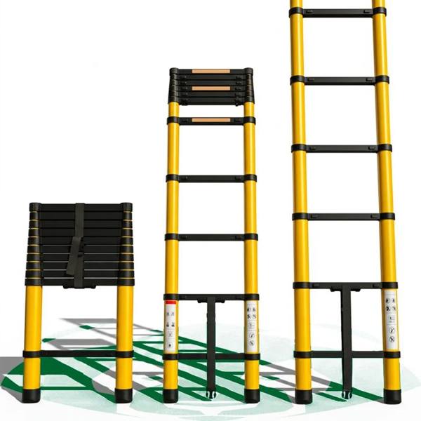 Escada Telescópica de Alumínio 3,20m 12 Degraus Retrátil Extensível Multifuncional Portátil Compacta até 150kg Several Importados Escada de Mão para C — foto do produto em fundo branco