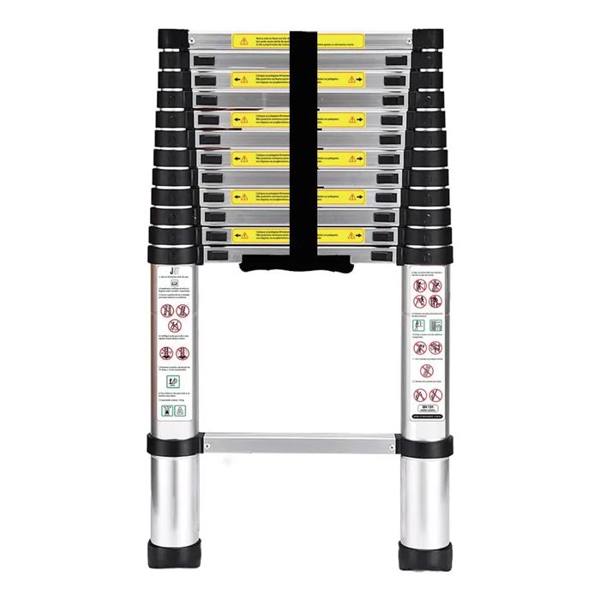 Escada Telescópica JST 13 Degraus Inox 3,8m Dobrável e Antiderrapante — foto do produto em fundo branco