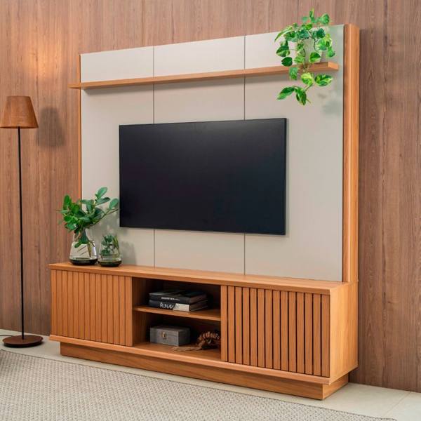Estante Home para TV até 75" 2 Portas de Correr Ravena Linea Brasil — foto do produto em fundo branco