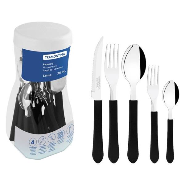 Faqueiro 20 Peças Tramontina Inox Leme — foto do produto em fundo branco