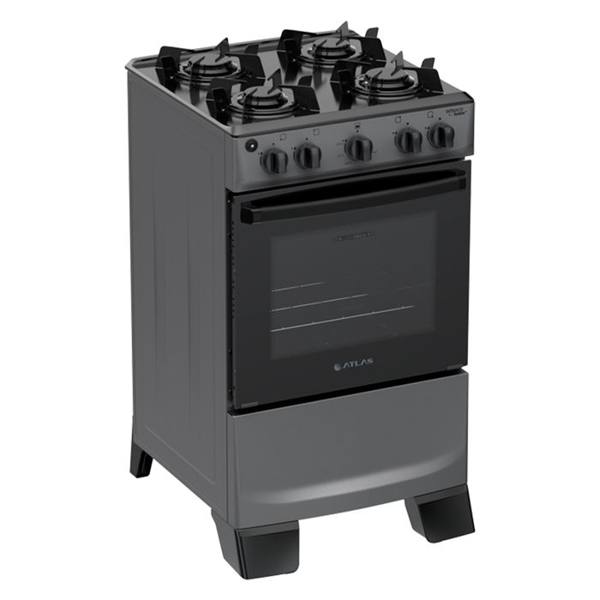 Fogão Atlas 4 Bocas Mônaco Lustro Automático Mesa de Vidro — foto do produto em fundo branco