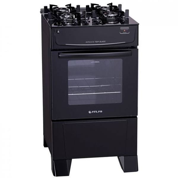 Fogão Atlas 4 Bocas Mônaco Top Glass Automático Mesa de Vidro Forno 50L — foto do produto em fundo branco