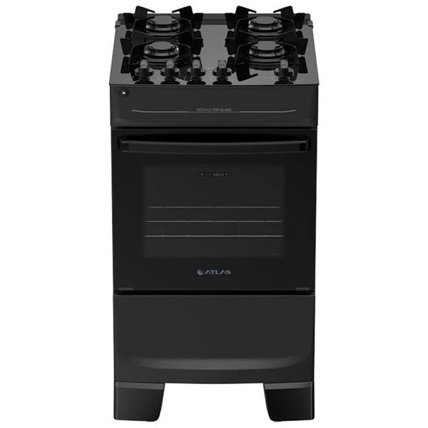 Fogão Atlas Mônaco Top Glass 4 Bocas Automático Mesa de Vidro Forno — foto do produto em fundo branco