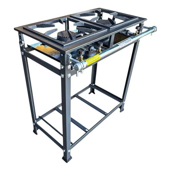 Fogão Industrial 2 Bocas Alta Pressão 30x30 Ferro Fundido — foto do produto em fundo branco